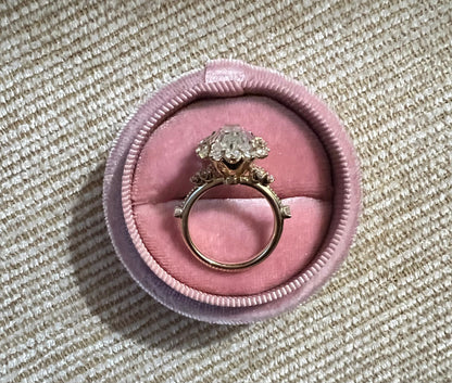 Vintage Cushion Cut Moissanite Engagement Ring, Halo Engagement Ring, Old Mine Cut Solitaire Solid Gold Solitaire Proposal Anniversary Ring.