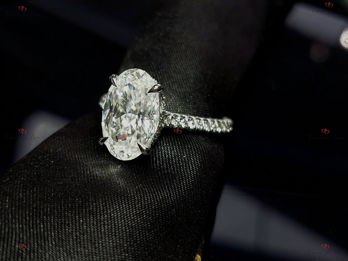 4 Ct Oval Solitaire Moissanite Engagement Ring 1Ct Moissanite Brilliant Cut engagement ring in 935 Argentium Silver — custom handcrafted by Forever For Love