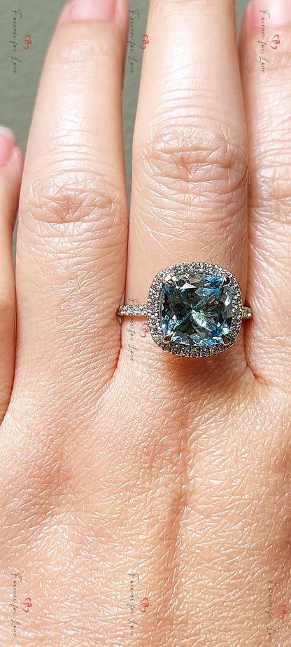 Radiant Diamond, Aquamarine Band