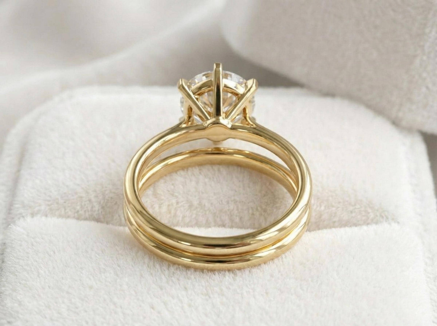 3 Ct Round Moissanite Solitaire with Wedding Band Bridal Set Round cut Moissanite Brilliant Cut engagement ring in 935 Argentium Silver — custom handcrafted by Forever For Love
