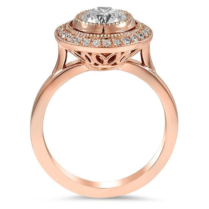 1 Ct Round Natural Diamond Halo Engagement Ring