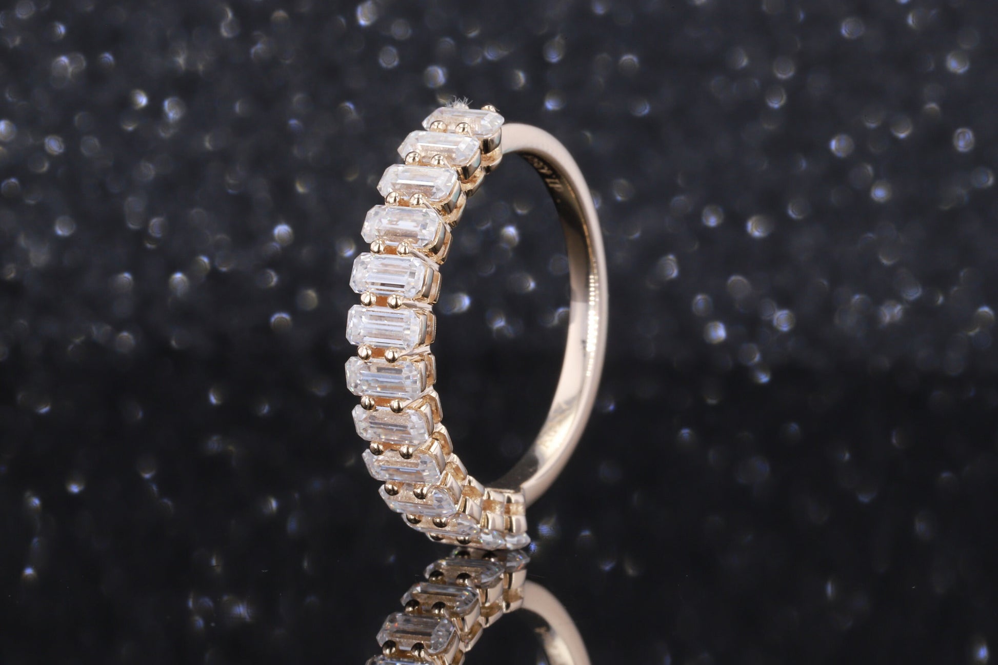 2.0 Ct Emerald Moissanite Wedding Band