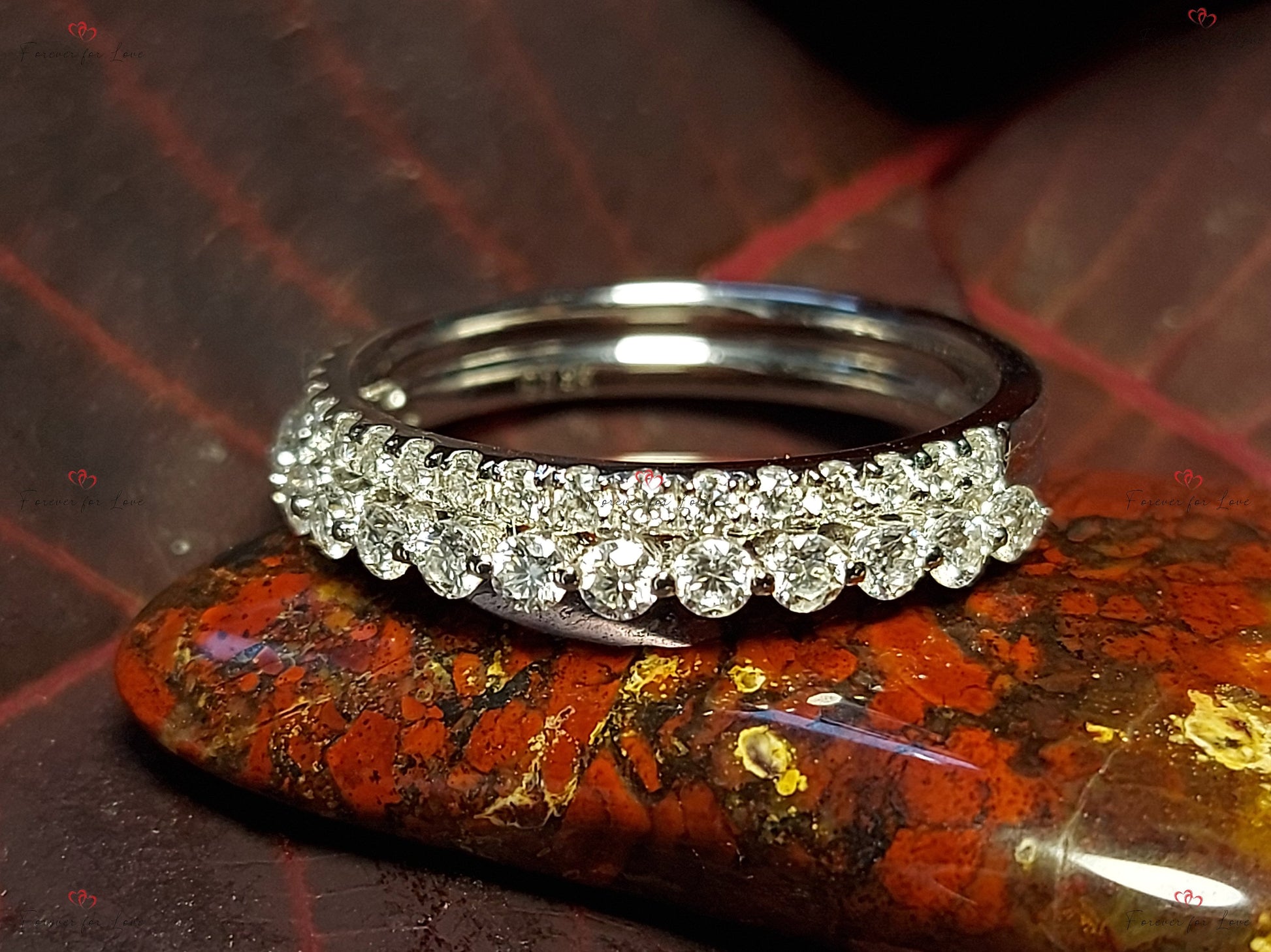 Vintage Moissanite Round cut Wedding Band half eternity promise ring Rose Gold engagement band Women anniversary band ring
