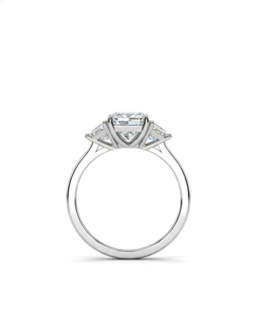 5 Ct IGI Certified Radiant Lab Diamond Three Stone Engagement Ring