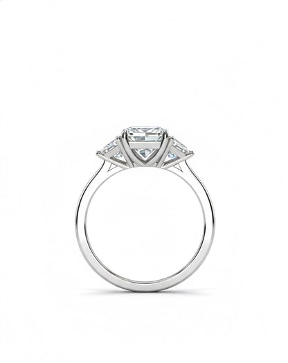 5 Ct IGI Certified Radiant Lab Diamond Three Stone Engagement Ring
