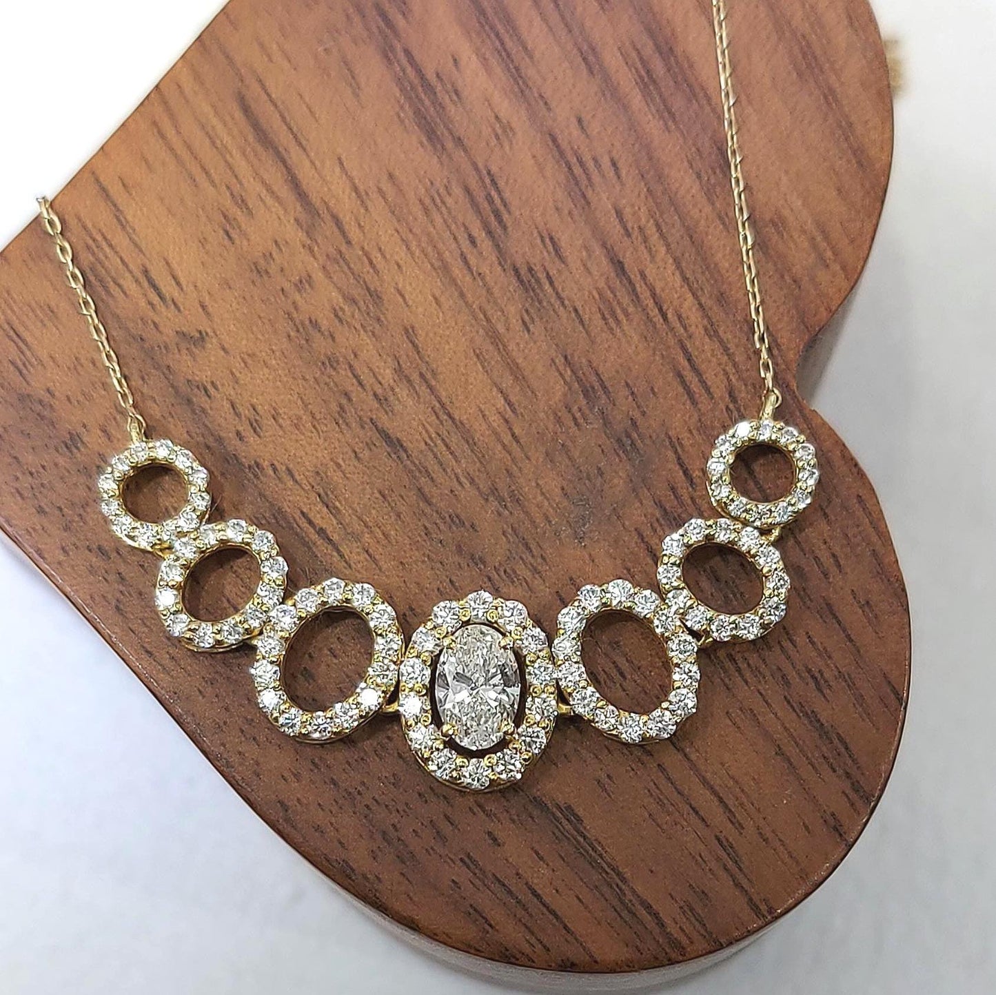 Oval and Round Shaped Lab Diamond Necklace, Diamond Necklace, Solid Gold Jewelry, Lab Grown Diamond, Classic Wedding Necklace ,Gift for Her Moissanite engagement ring in Gold or Platinum — custom handcrafted by Forever For Love