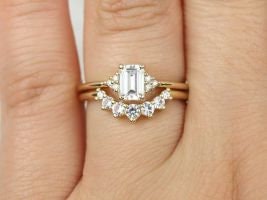 1.05 Ct Emerald Diamond, Moissanite Engagement Ring
