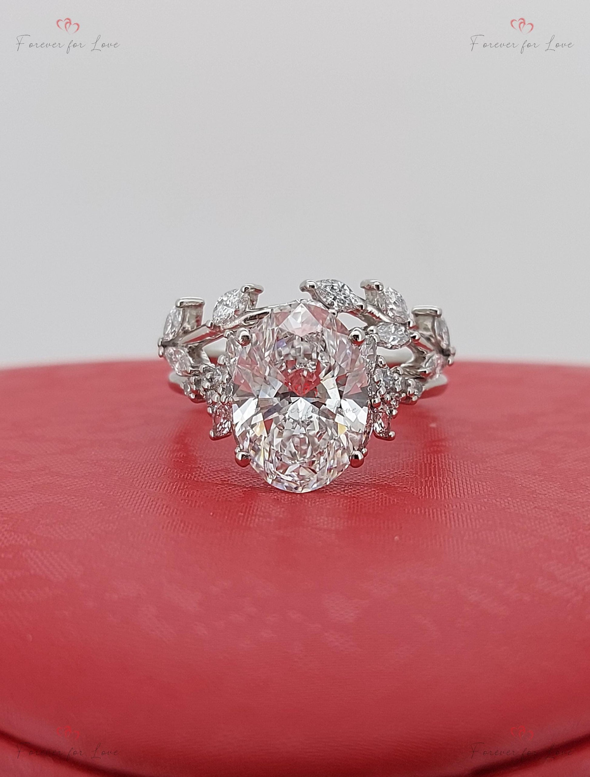 4 Ct Oval Lab Diamond Engagement Ring