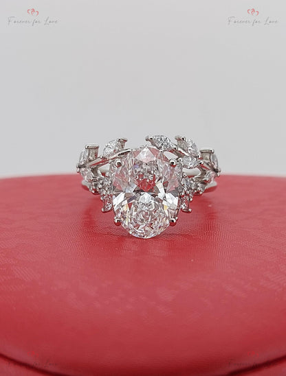 4 Ct Oval Lab Diamond Engagement Ring