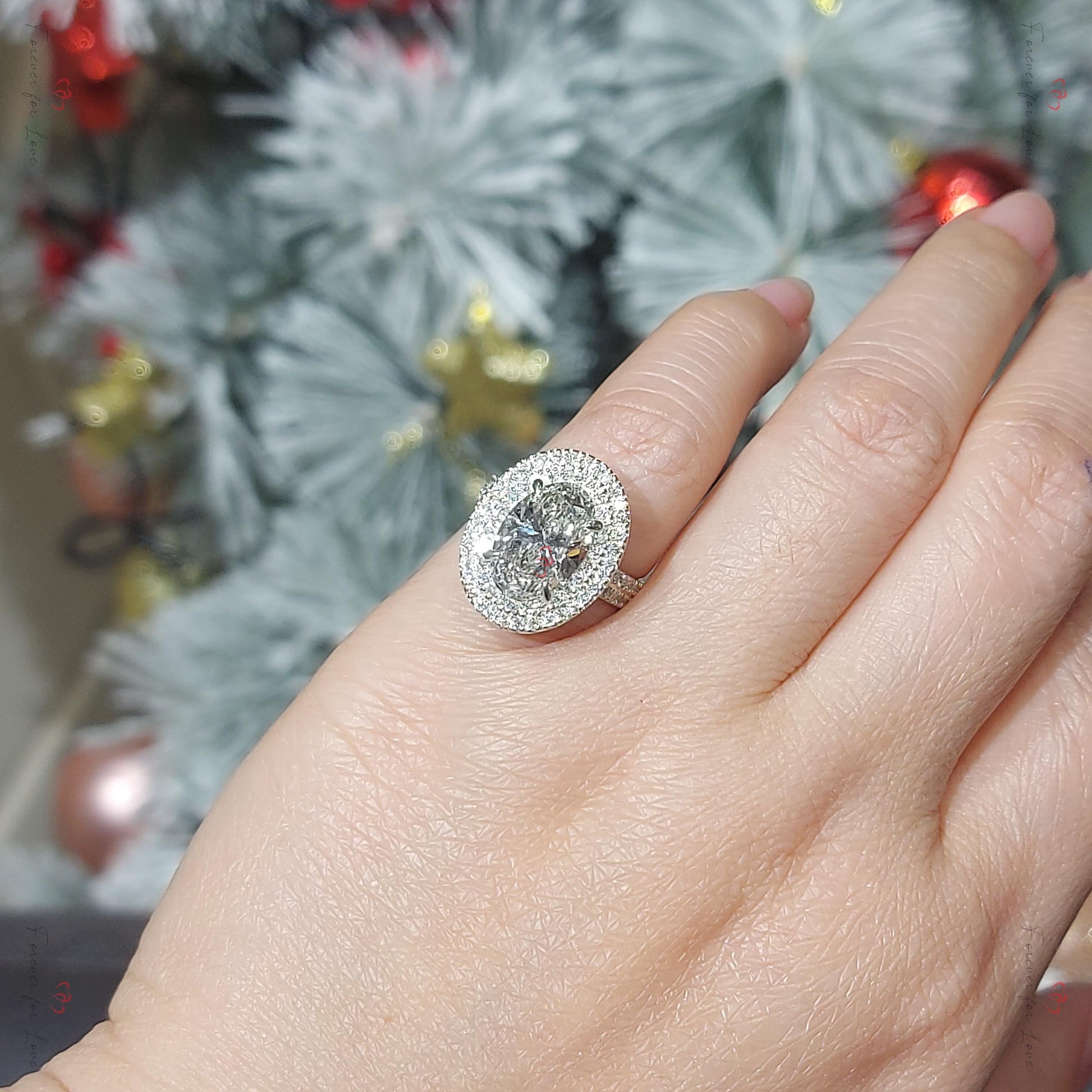 IGI Certified Oval Lab Diamond Halo Engagement Ring