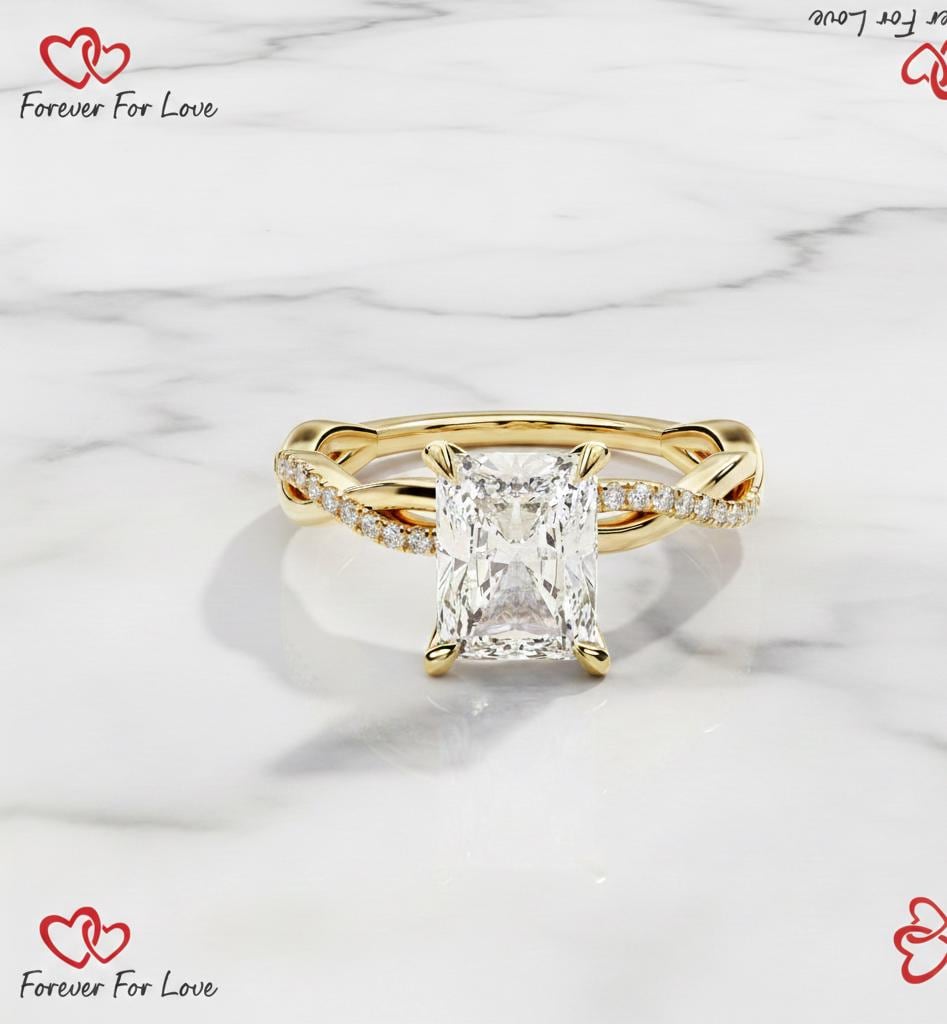 1.10 Ct IGI Certified Radiant Lab Diamond Engagement Ring