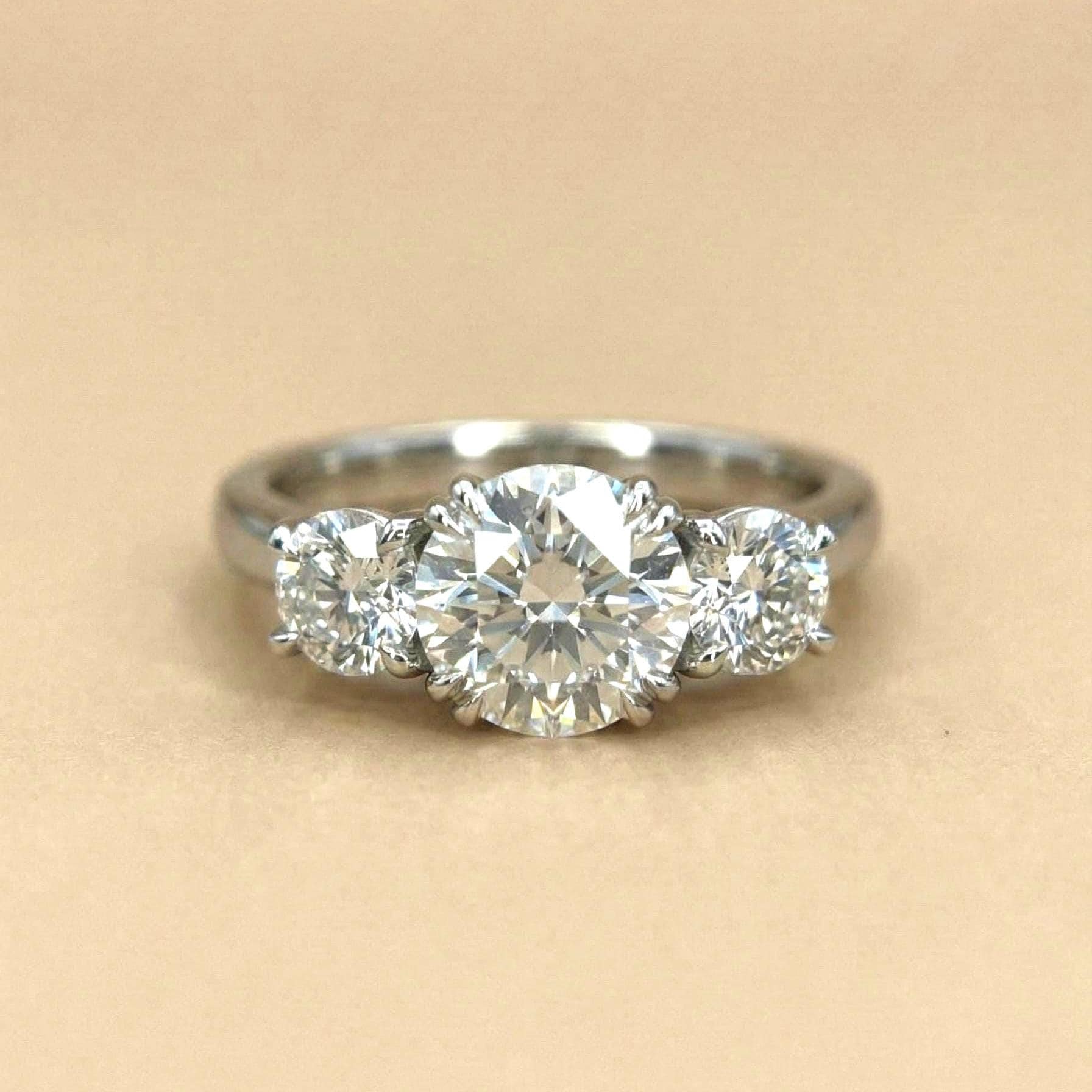 3 Ct IGI Certified Lab Diamond Three Stone Engagement Ring