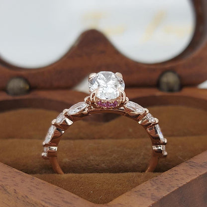 IGI Certified Oval Pink Diamond, Sapphire Halo Ring
