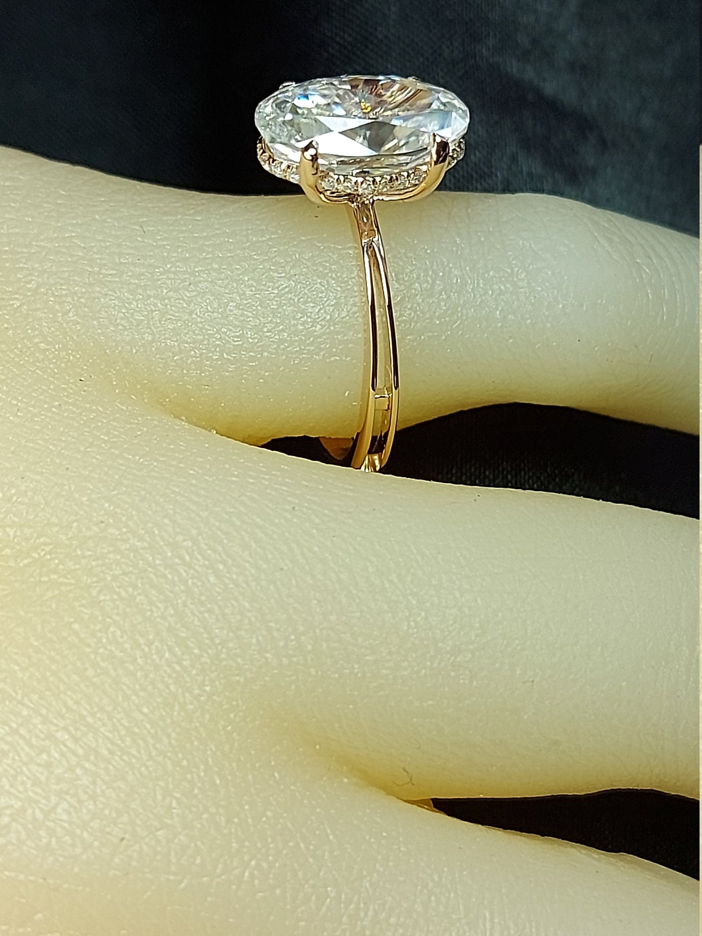 Oval Diamond, Moissanite Hidden Halo Engagement Ring Oval cut 1Ct Moissanite Brilliant Cut engagement ring in 935 Argentium Silver — custom handcrafted by Forever For Love