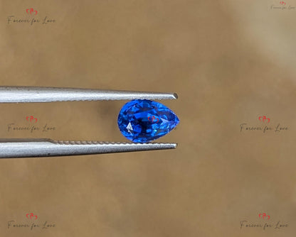 Blauer Saphir 1,20 Karat, leuchtend intensiver blauer, birnenförmiger loser Edelstein, 6,1 x 4,7 x 4,7 mm, unbehandelter Saphir aus Sri Lanka