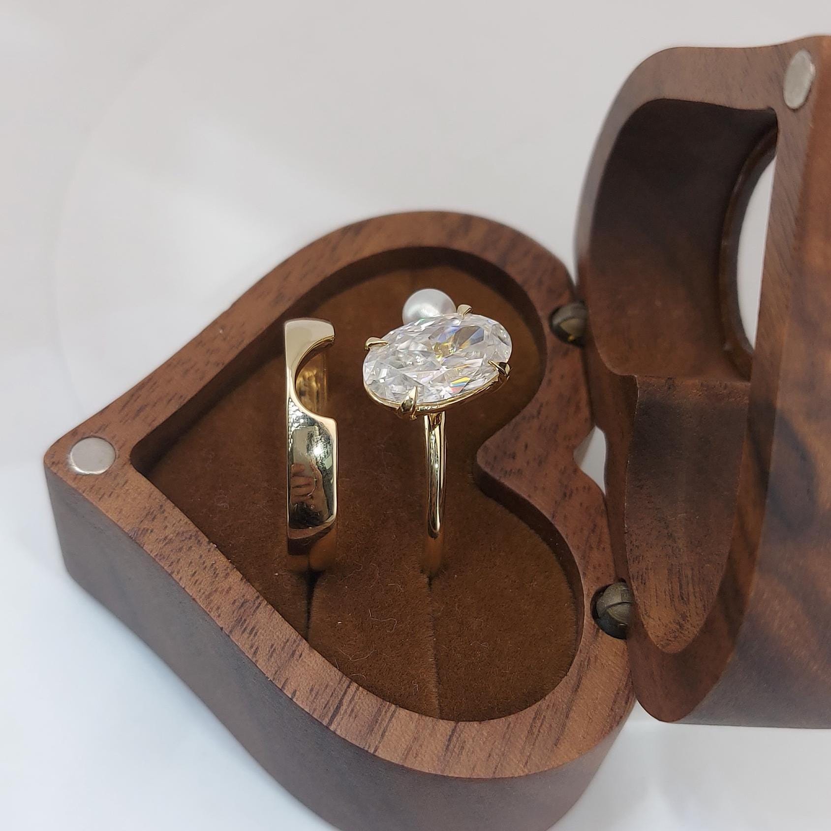 4 Ct Oval Moissanite, Pearl Engagement Ring