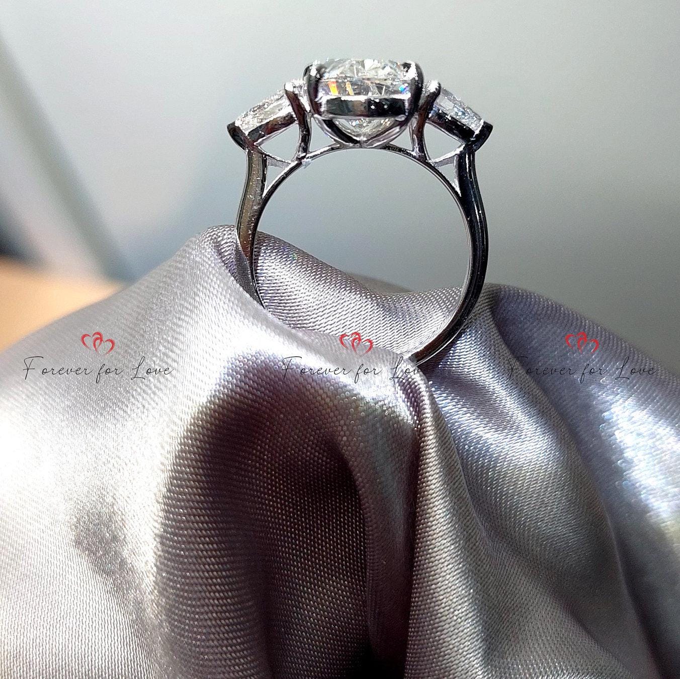 4 Ct IGI Certified Oval Lab Diamond Three Stone Engagement Ring