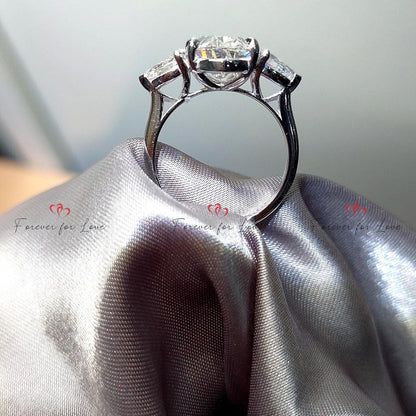 4 Ct IGI Certified Oval Lab Diamond Three Stone Engagement Ring