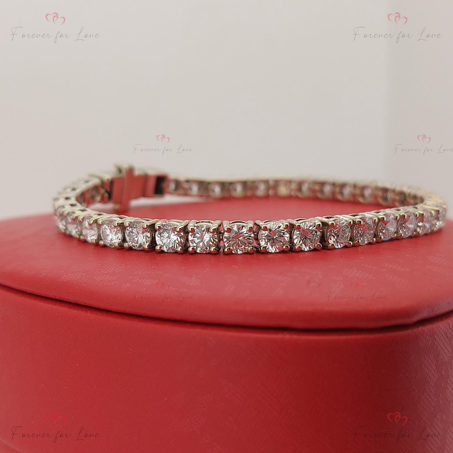 14K White Gold Lab-Created 4-Prong Diamond Elastic Tennis Bracelet 5 CTW E, VS1 birthday gift for Mom Moissanite engagement ring in Gold or Platinum — custom handcrafted by Forever For Love