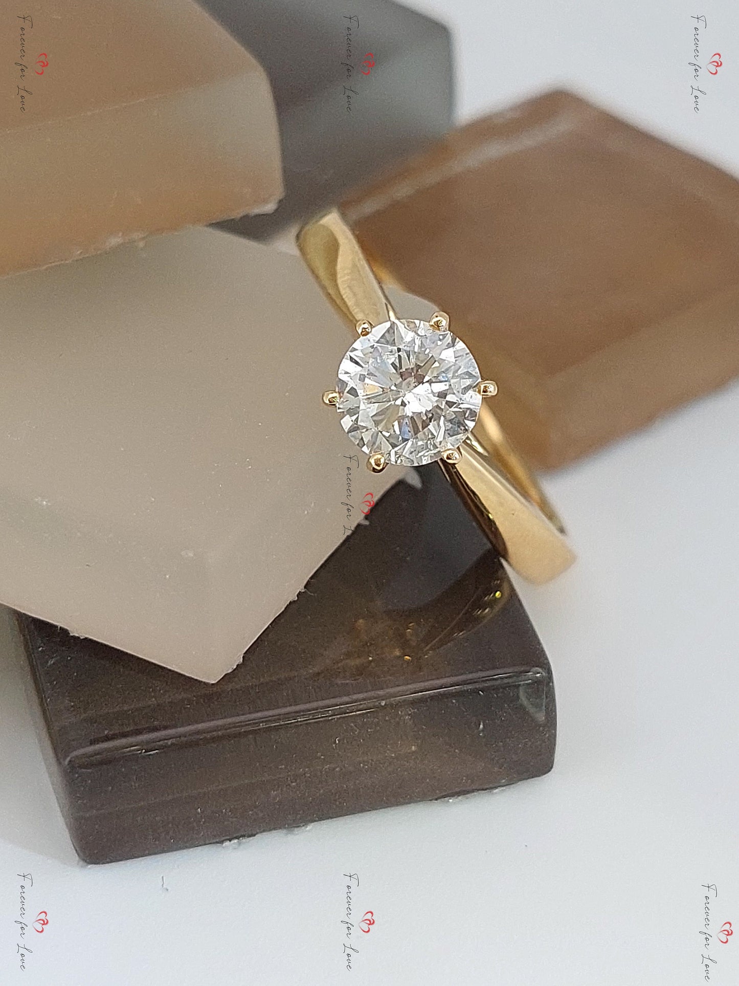 1 Ct Round Natural Diamond Solitaire Engagement Ring Round cut 1Ct Moissanite Brilliant Cut engagement ring in 935 Argentium Silver — custom handcrafted by Forever For Love