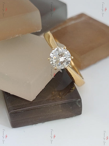 1 Ct Round Natural Diamond Solitaire Engagement Ring