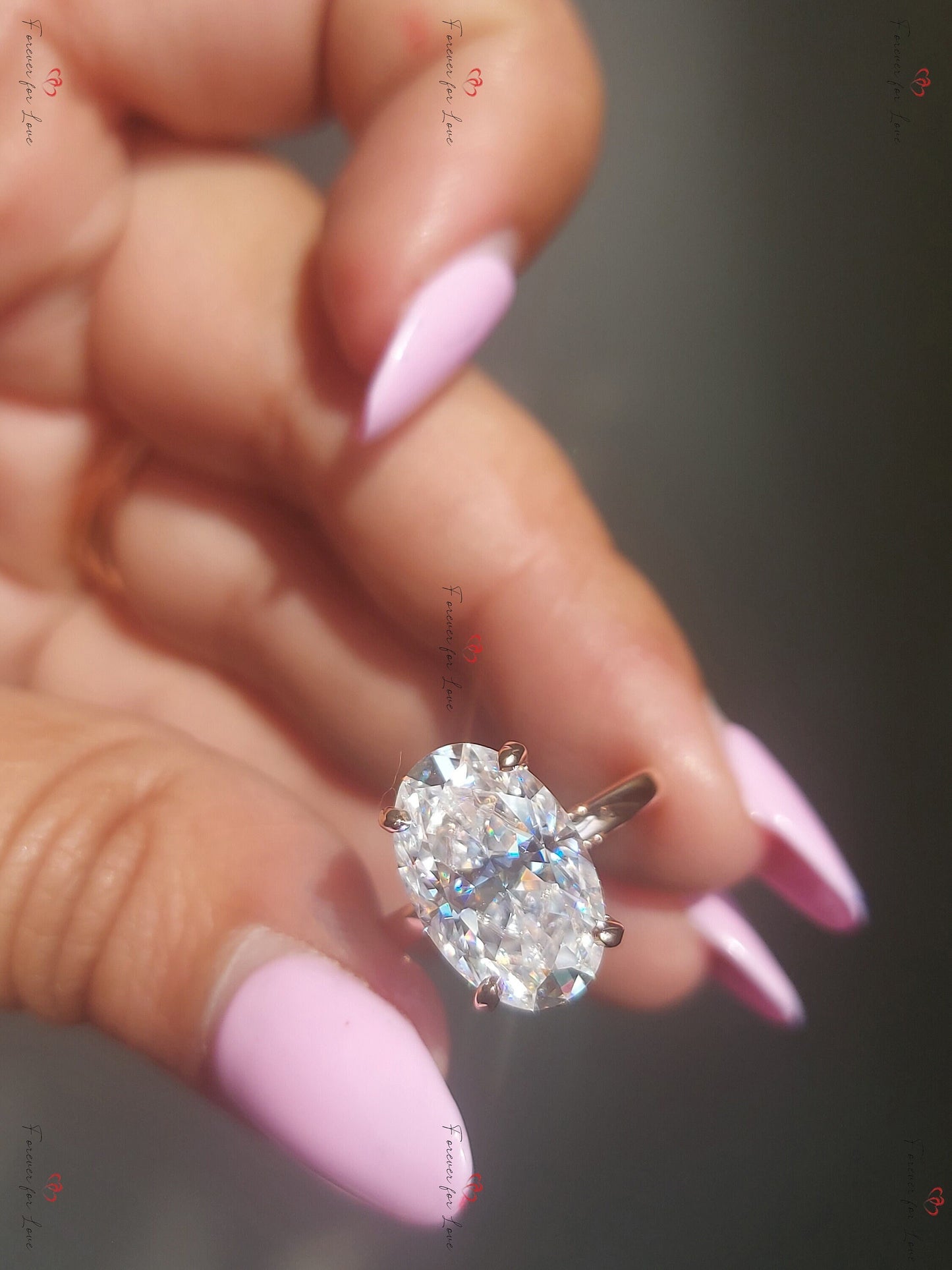 7 Ct Oval Moissanite Hidden Halo Engagement Ring Oval cut 1Ct Moissanite Brilliant Cut engagement ring in 935 Argentium Silver — custom handcrafted by Forever For Love