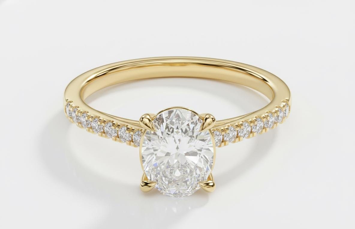 2 Ct Oval Moissanite Eternity Band Oval cut 1Ct Moissanite Brilliant Cut engagement ring in 935 Argentium Silver — custom handcrafted by Forever For Love