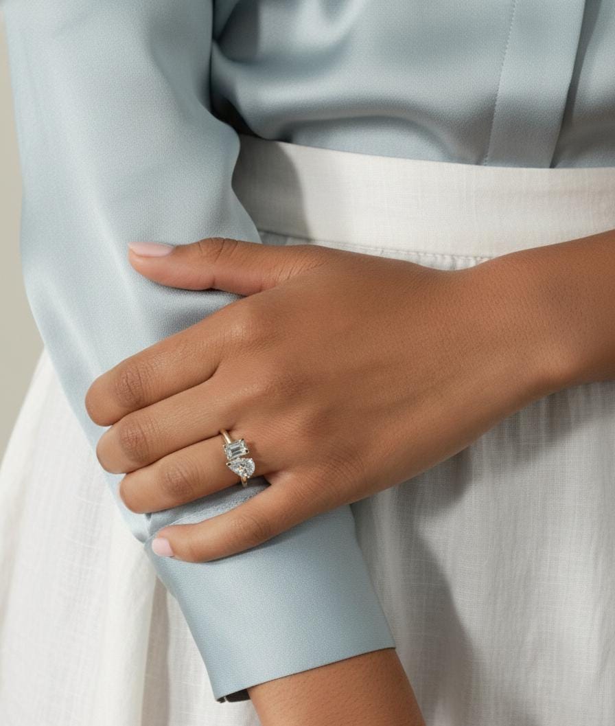 4 Ct Emerald Lab Diamond Engagement Ring