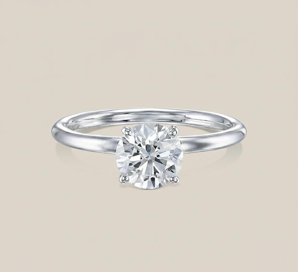1 Karat runder Labor-Diamant-Solitär-Verlobungsring Round cut Moissanite engagement ring in 935 Argentium Silber — custom handcrafted by Forever For Love