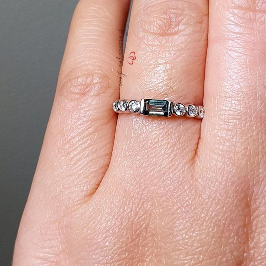 Baguette Blue Diamond, Sapphire Engagement Ring