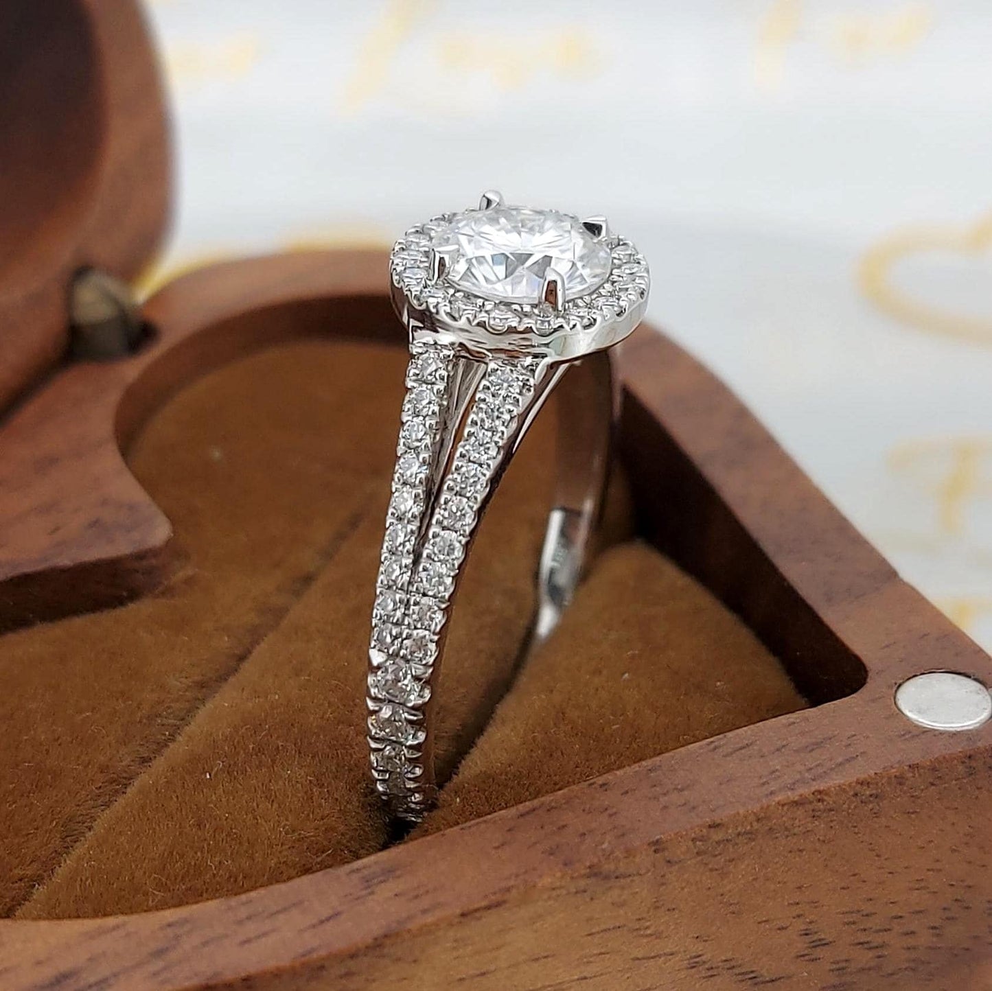 1.7 Ct IGI Certified Round Lab Diamond Engagement Ring Round cut 1Ct Moissanite Brilliant Cut engagement ring in 935 Argentium Silver — custom handcrafted by Forever For Love