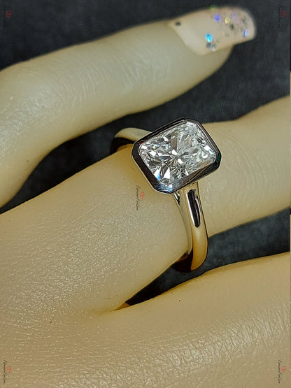 1.5 Ct Radiant Moissanite Solitaire Engagement Ring