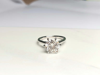 3 Ct Round Diamond, Moissanite Engagement Ring