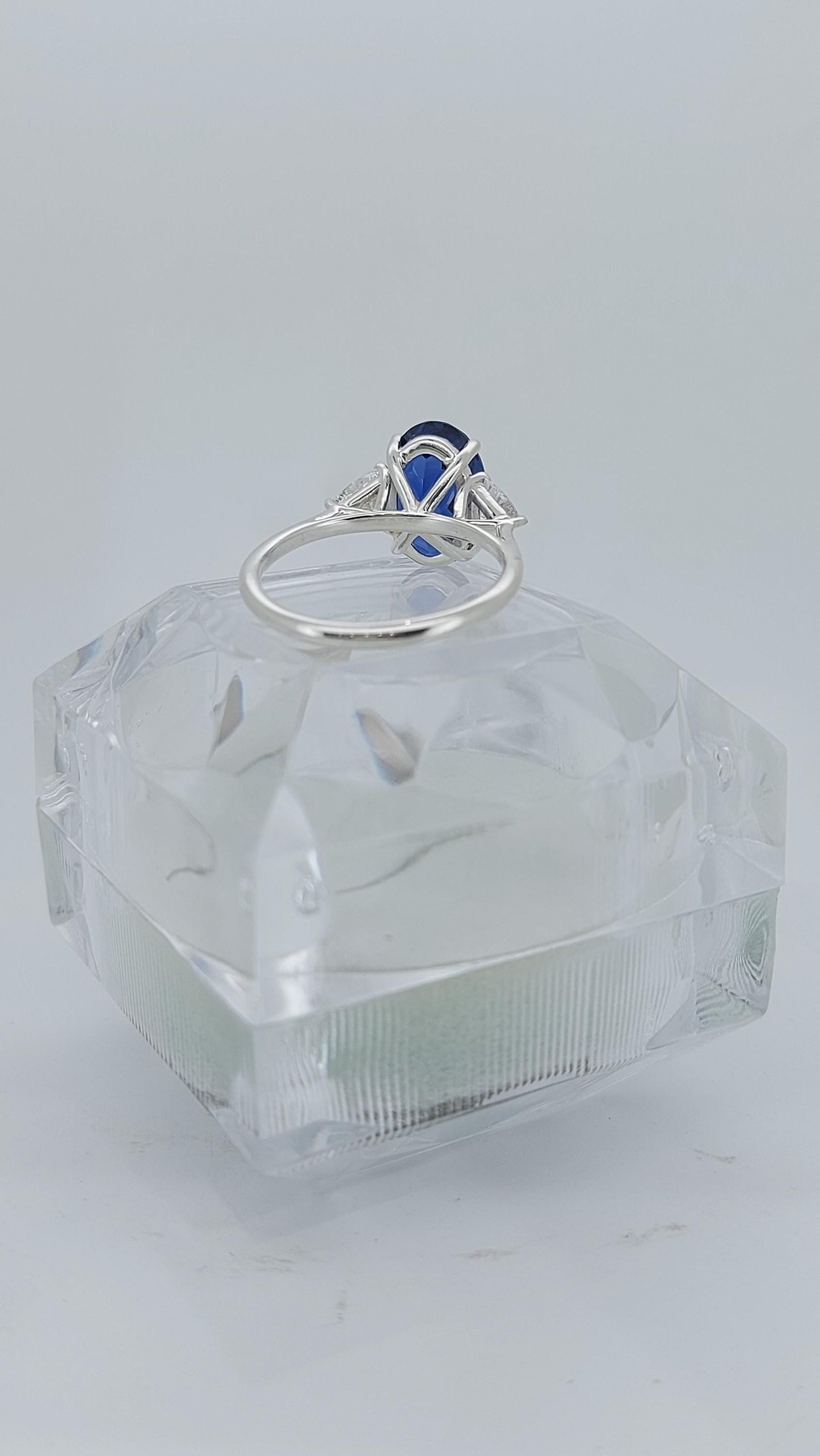 Oval Blue Diamond, Sapphire Halo Engagement Ring Oval cut 1Ct Natural Sapphire engagement ring in 935 Argentium Silver — custom handcrafted by Forever For Love