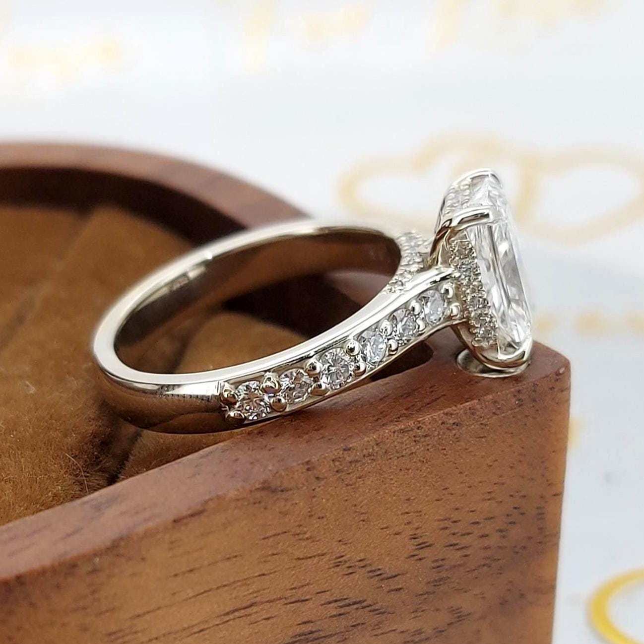 Radiant Lab Diamond Hidden Halo Engagement Ring