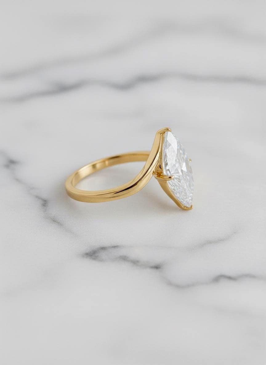 5 Ct IGI Certified Marquise Lab Diamond Solitaire Engagement Ring Marquise cut 1Ct Moissanite Brilliant Cut engagement ring in 935 Argentium Silver — custom handcrafted by Forever For Love