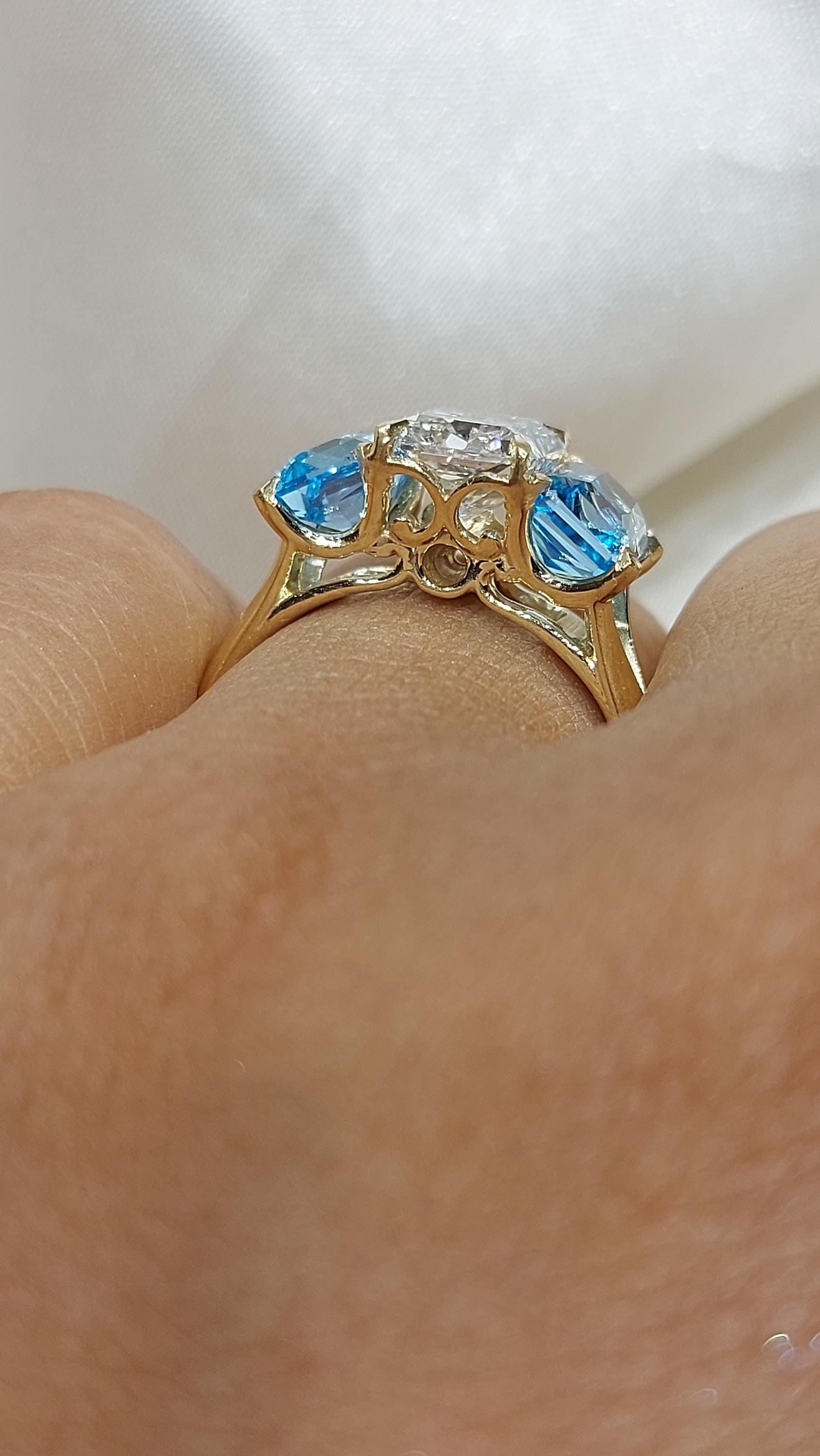 2 Ct Radiant Diamond Three Stone Engagement Ring