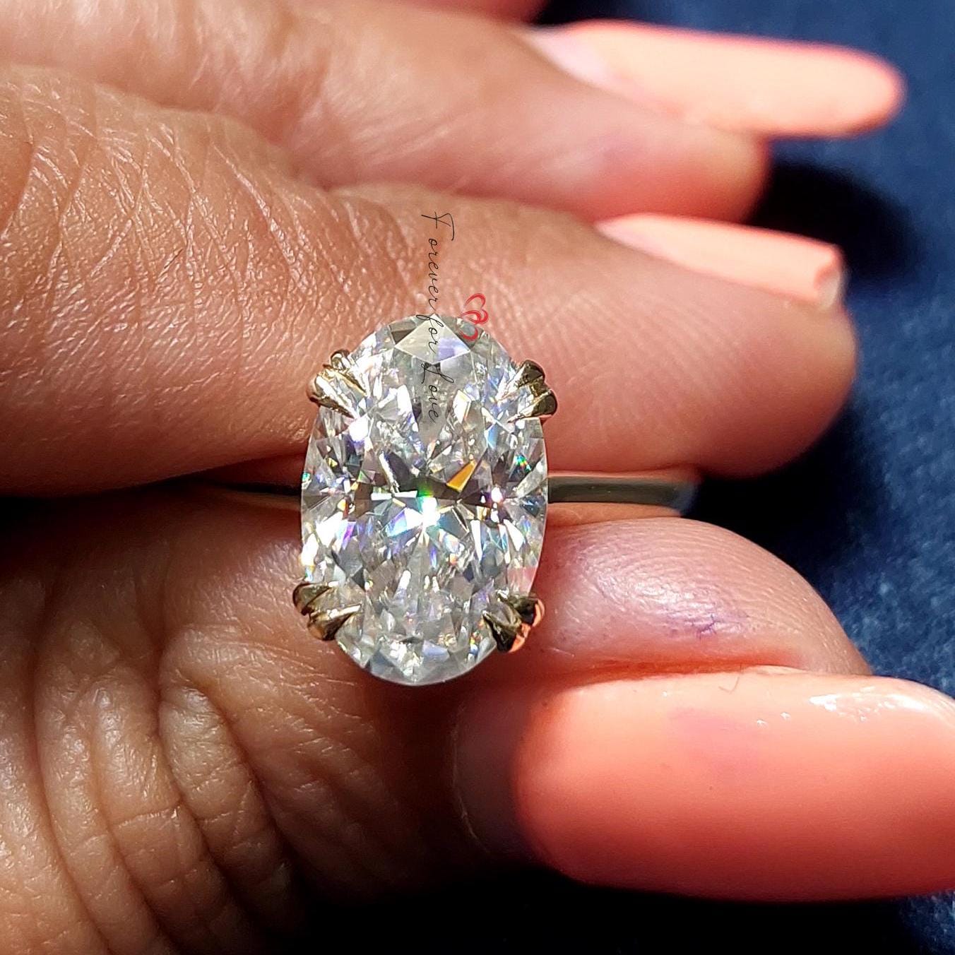 4 Ct Oval Diamond, Moissanite Halo Engagement Ring