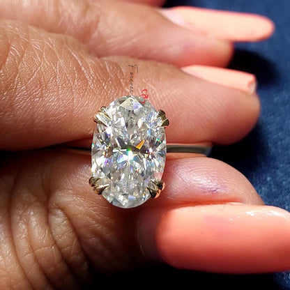 4 Ct Oval Diamond, Moissanite Halo Engagement Ring
