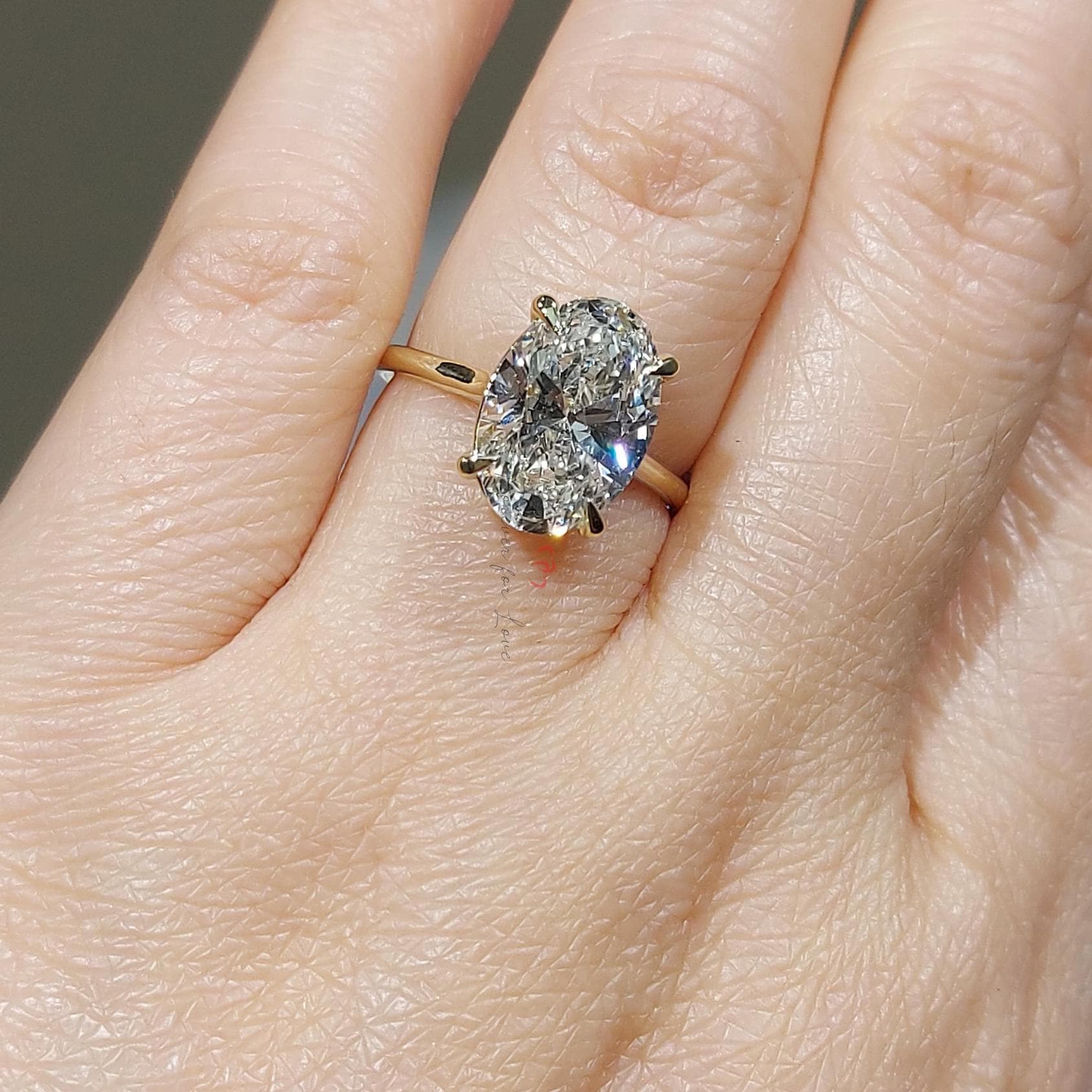 3.5 Ct Oval Lab Diamond Solitaire Engagement Ring