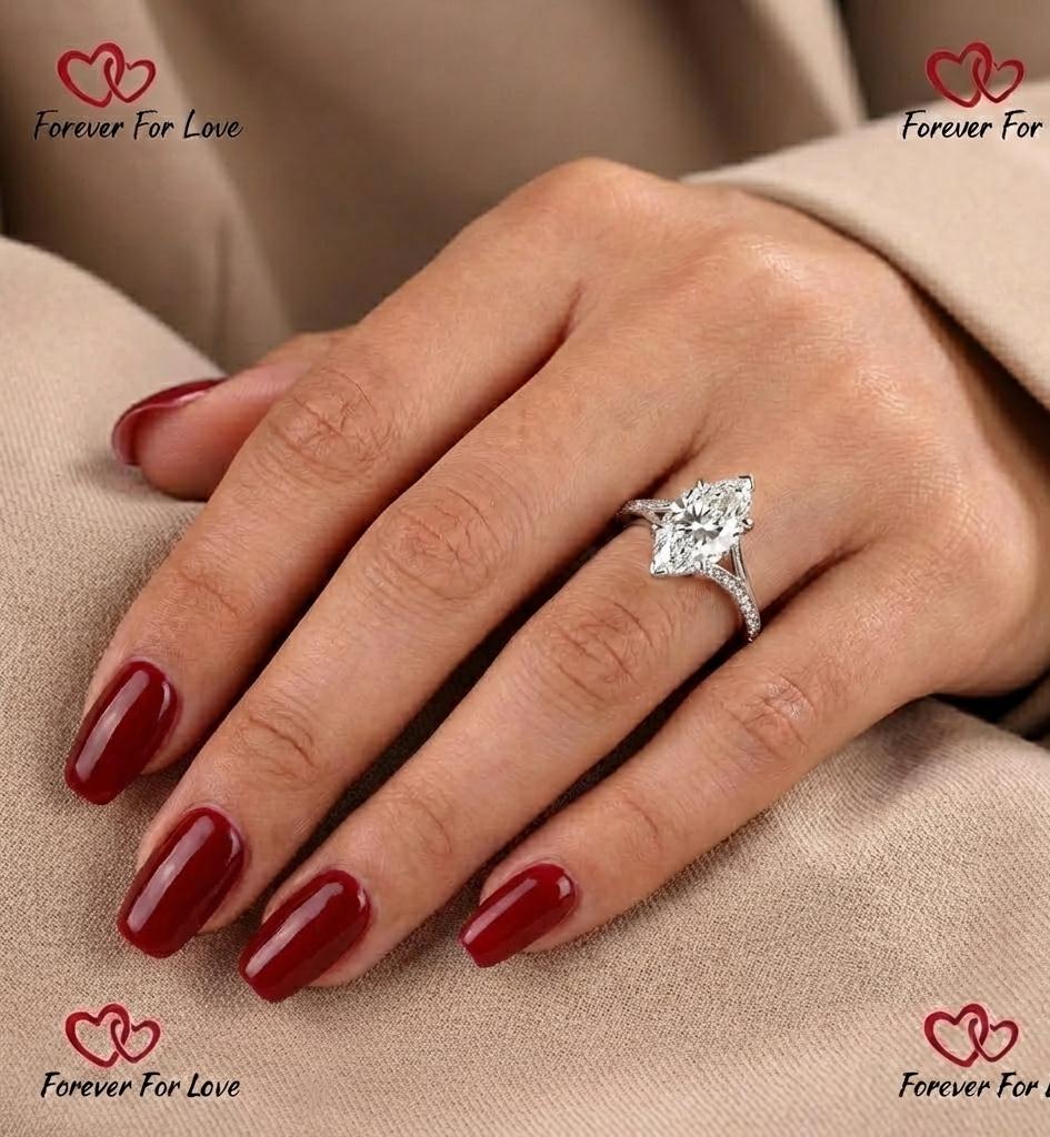 4.12 Ct IGI Certified Marquise Lab Diamond Engagement Ring