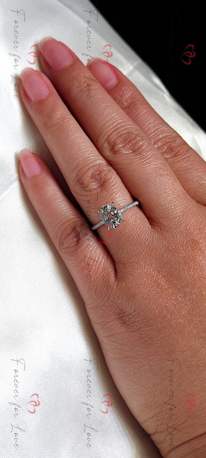 2.8 Ct Oval White Diamond, Sapphire Engagement Ring