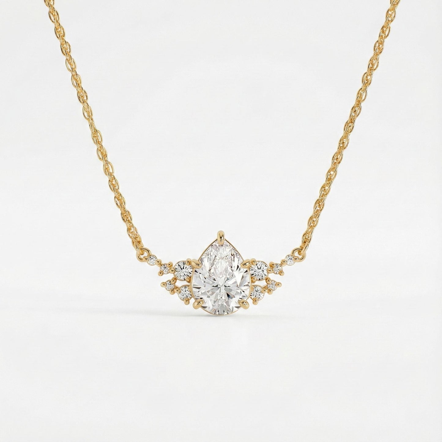 Pear Cut Diamond Pendant necklace, IGI Certified 1.5 Carat E Color VVS2 Clarity 14k Yellow Gold, Lab Grown Diamond Moissanite engagement ring in Gold or Platinum — custom handcrafted by Forever For Love