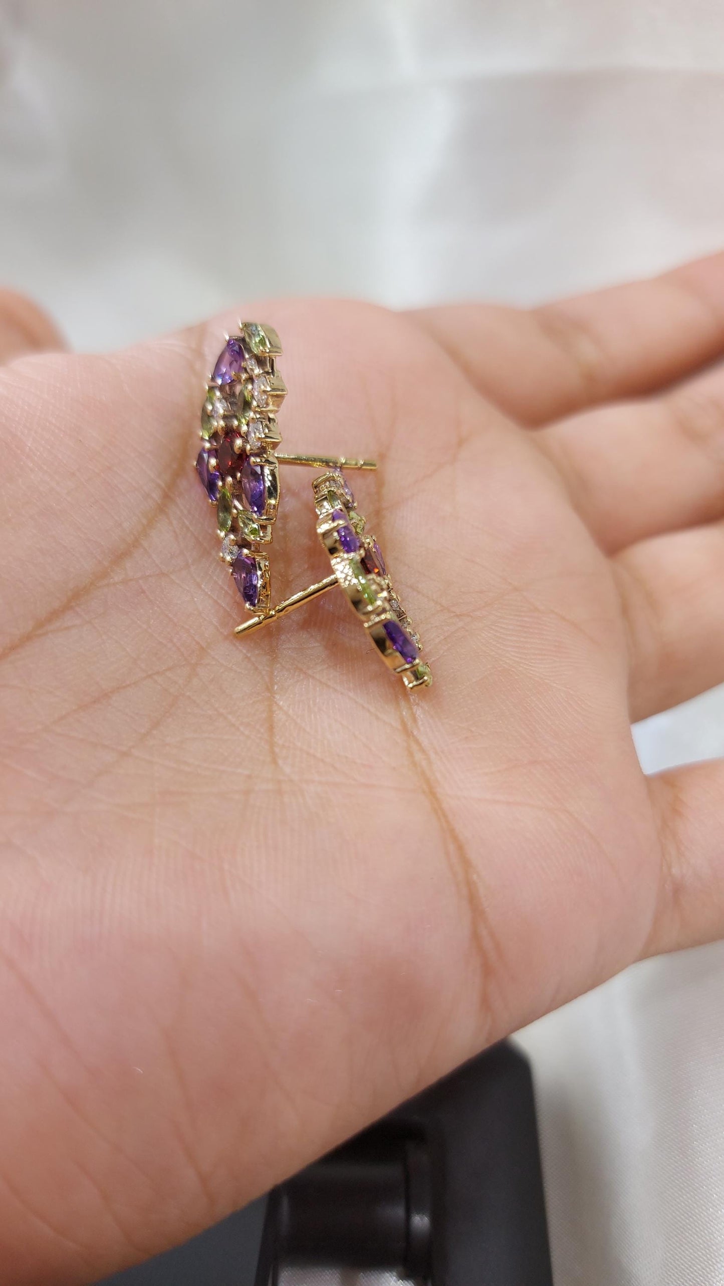 Pink sapphire and diamond stud earrings for mom, mothers day gift. Nature inspired gift for mom. One of a kind earring Moissanite engagement ring in Gold or Platinum — custom handcrafted by Forever For Love