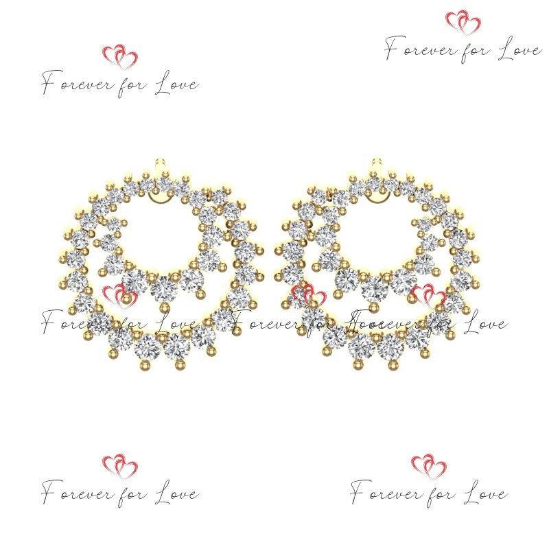 14Kt Gold Diamond Earrings, 0.5 Ct Diamond Open Circle Earrings, Round Shape Earrings, Lab Grown Diamond Dangle Stud Earrings 14K WG engagement ring in Gold or Platinum — custom handcrafted by Forever For Love