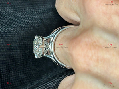 4 Ct IGI Certified Cushion Lab Diamond Hidden Halo Engagement Ring