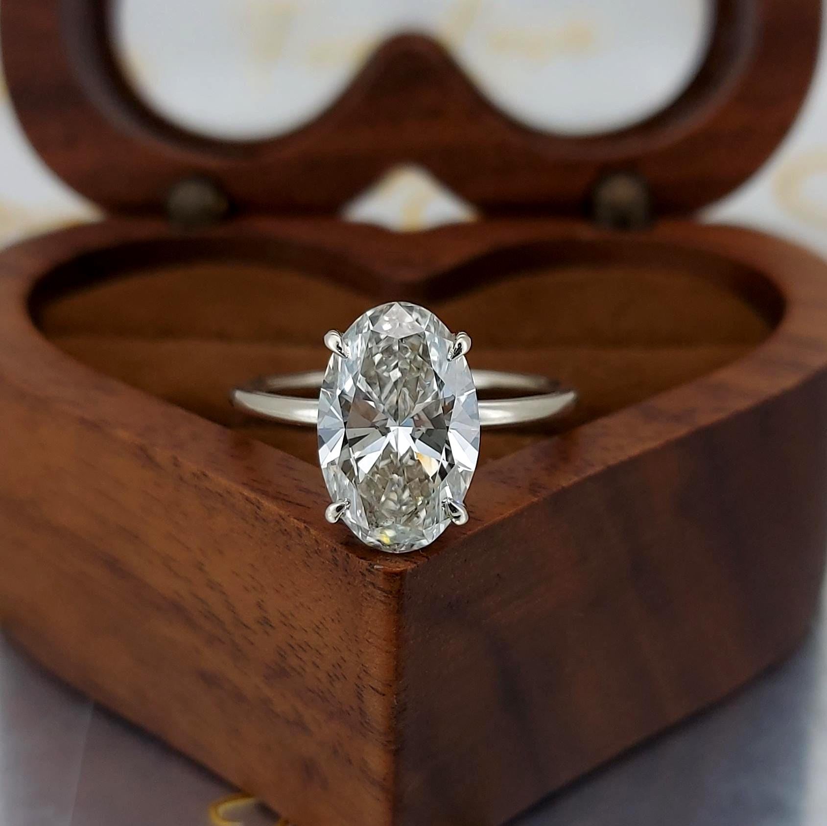 3 Ct IGI Certified Oval Lab Diamond Solitaire Engagement Ring