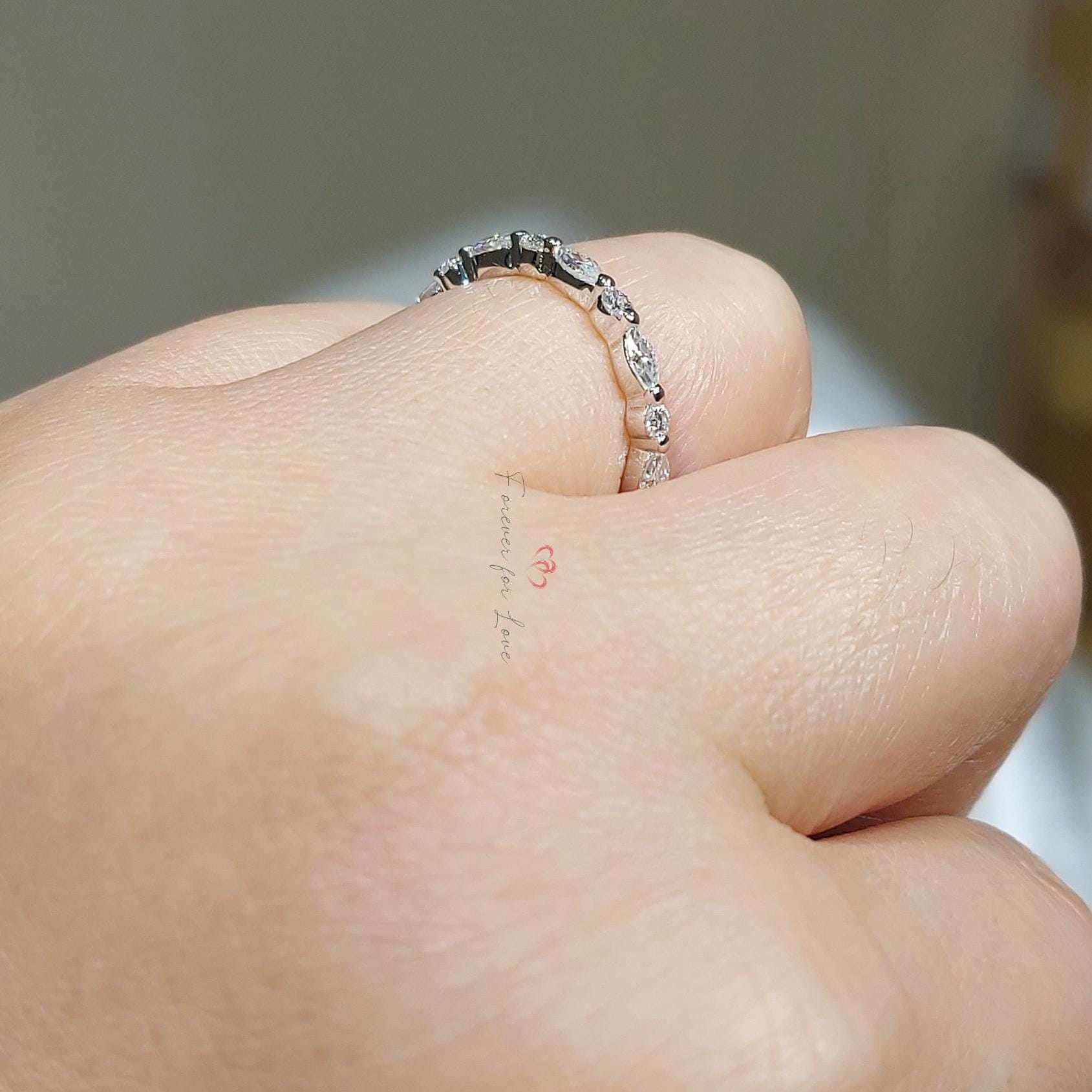 Marquise Moissanite Wedding Band