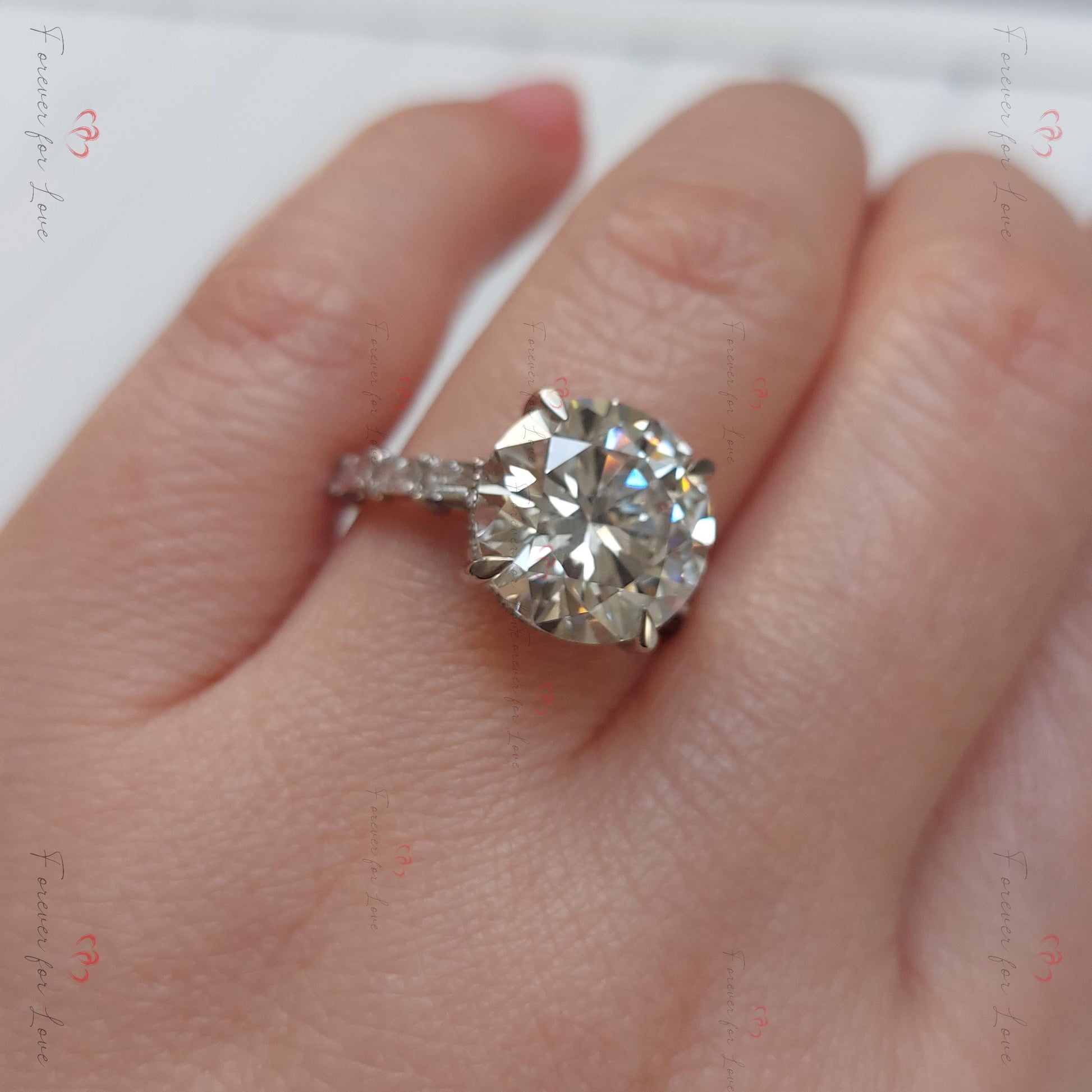 6 Ct Round Lab Diamond Solitaire Engagement Ring