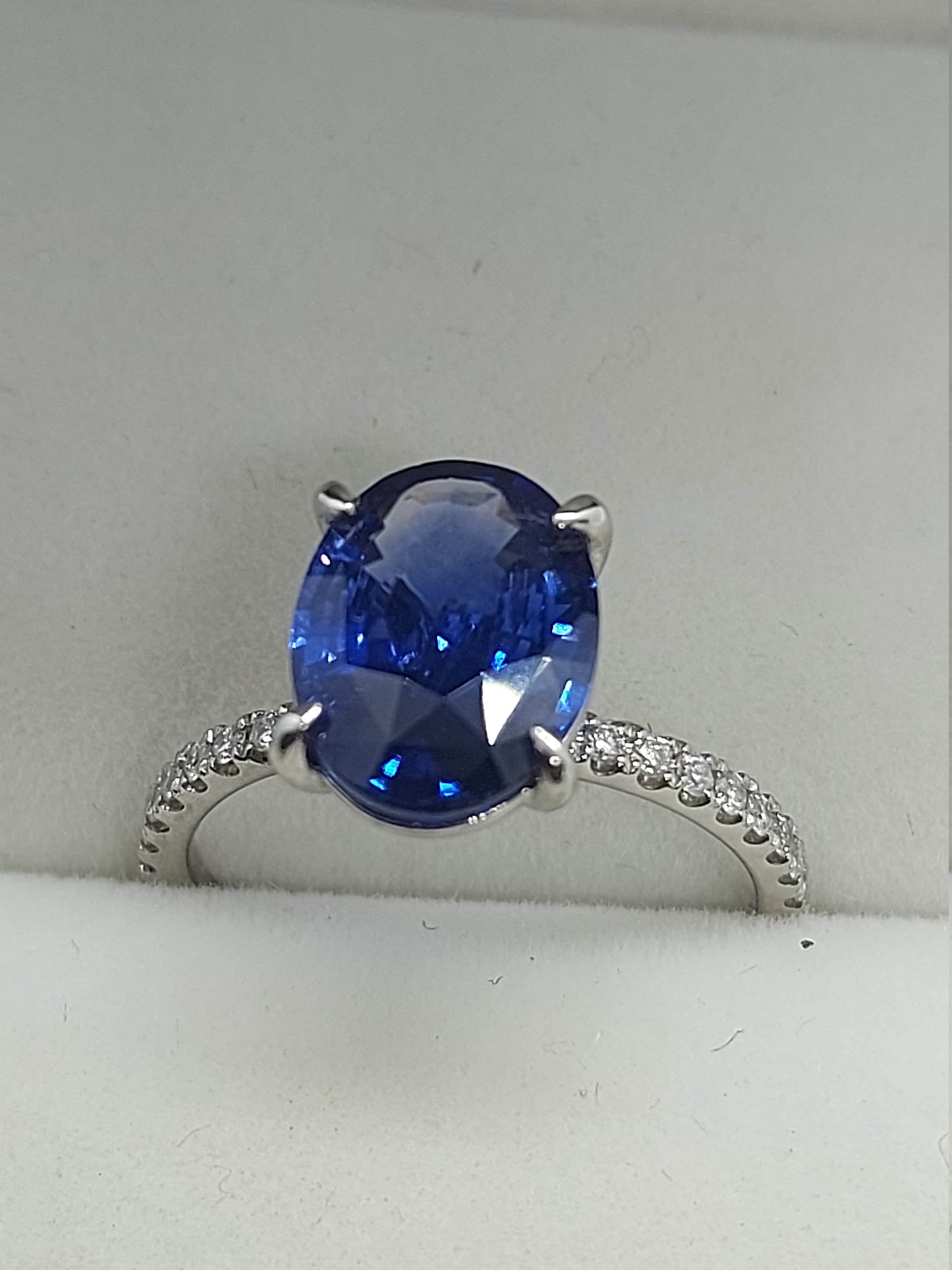 2.8 Ct Oval Blue Diamond, Sapphire Engagement Ring Oval cut 1Ct Natural Sapphire engagement ring in 935 Argentium Silver — custom handcrafted by Forever For Love